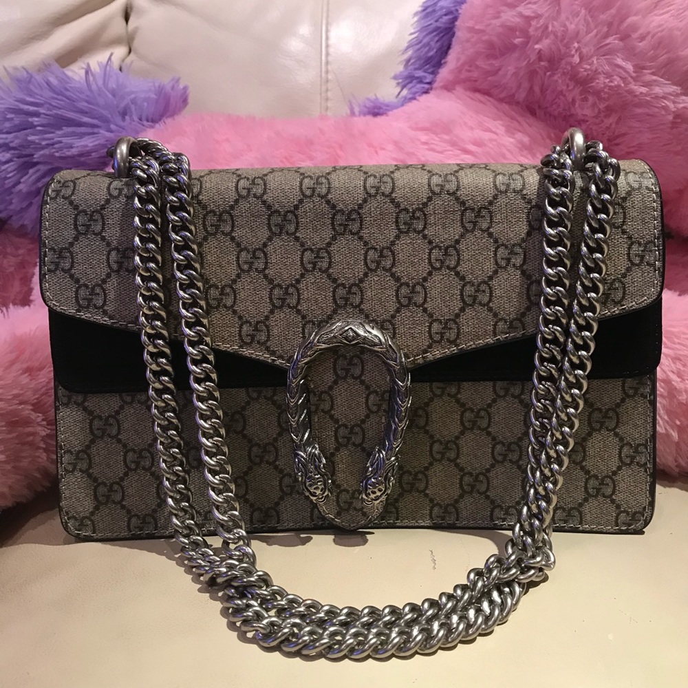 GG Dionysus Black Suede Small Bag